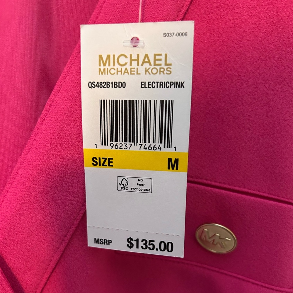 NWT MICHAEL Michael Kors Electric Pink V-Neck Blazer Dress Size M - Picture 4 of 7